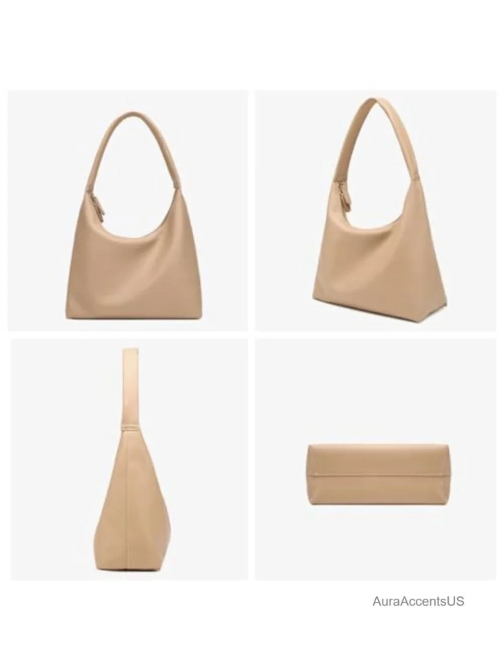 Women's Faux Leather Hobo Bag Crescent Shoulder Purse Slouchy Tote Handbag with